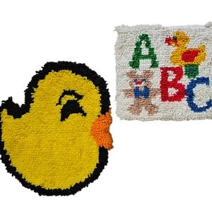 Vintage Large handmade wall artwork Duck and ABC 2 pc Set Perfect for kids room